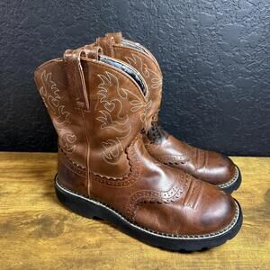 Ariat Fatbaby 14930 Brown Leather Western Work Boots Womens 11 B Lug Sole
